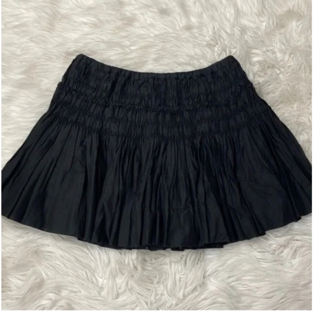 J.Crew Y2K vintage ruched smocked black cotton mini pleated skirt